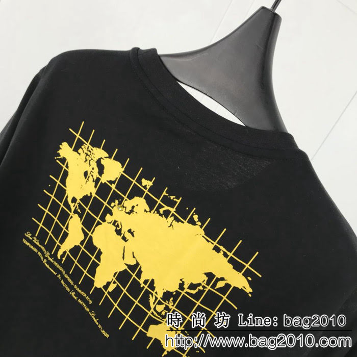 LV路易威登 19FW早春新款 地圖圖案 澳鑽短袖 情侶款 ydi1560